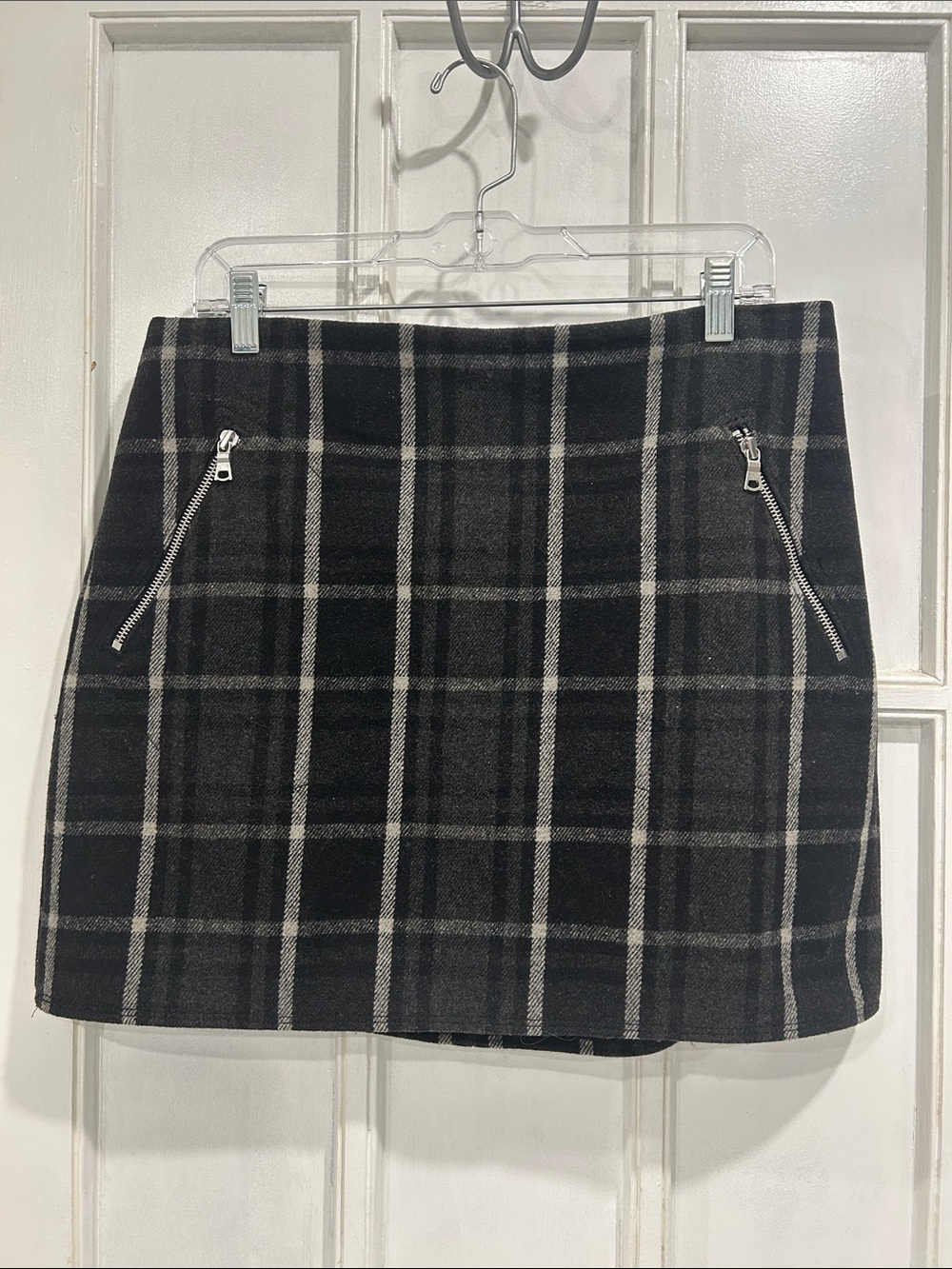 Gap Wool Blend Black Plaid Dark Academia Schoolgirl Mini Skirt - Size 10